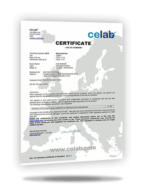 European CE standard certificate for Anit decorative radiators